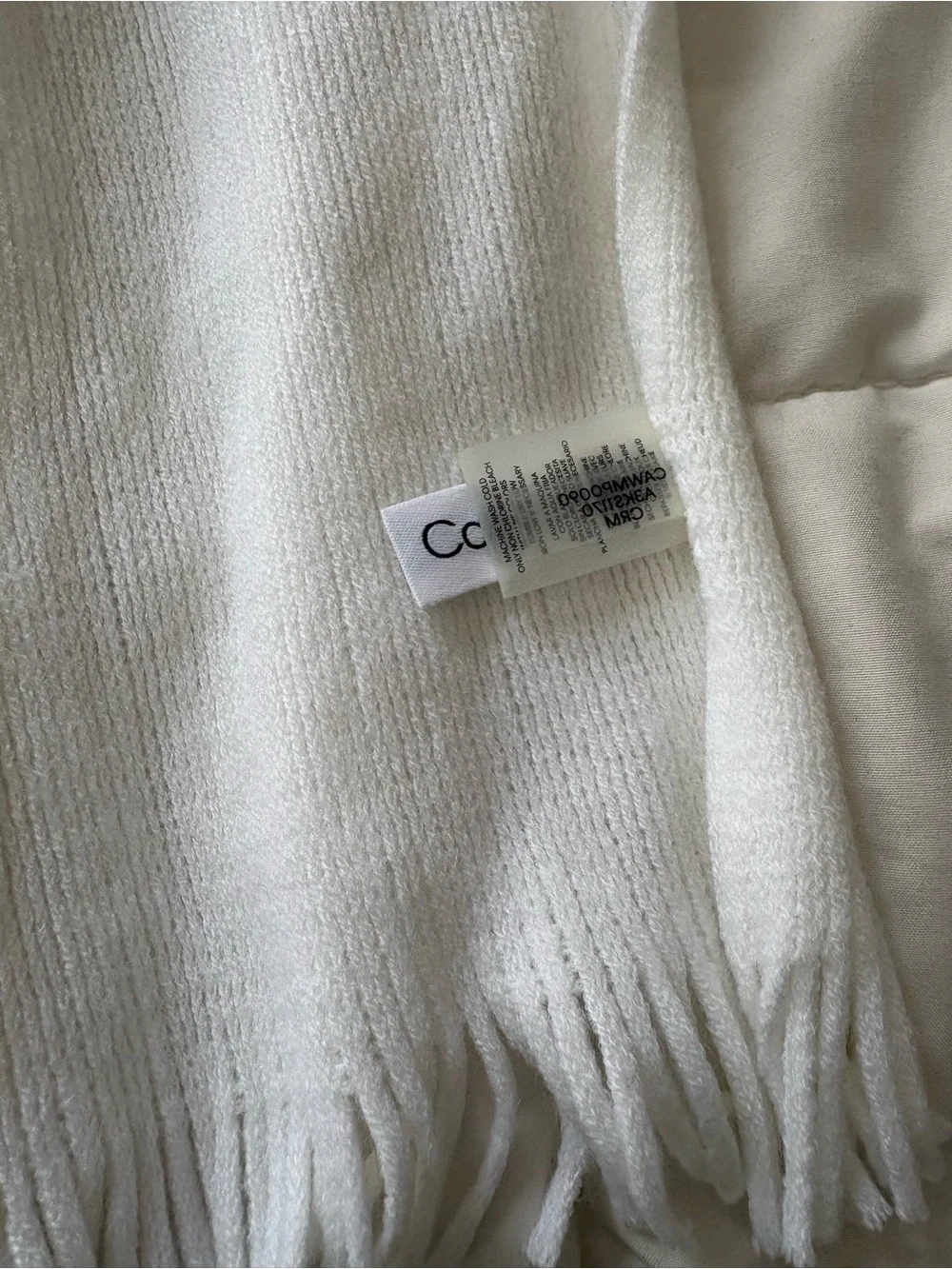 Calvin Klein Ivory Knit Scarf with Fringe
